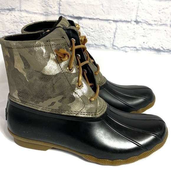 Sperry Saltwater metallic camo duck boots 9 NWOB - Picture 1 of 7